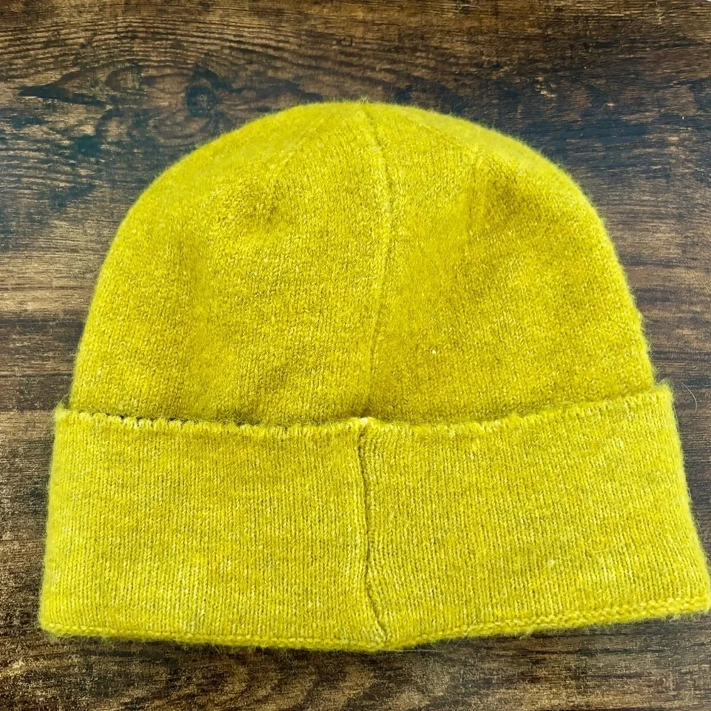 Anthropologie Chartreuse Beanie with Sunglasses Design